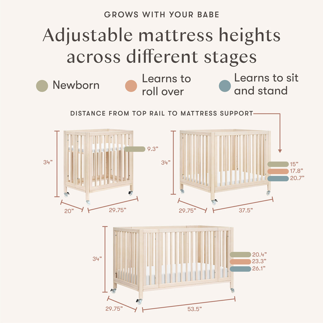 Rolli 9-in-1 Convertible All-Stages Crib with Bassinet & Toddler Bed Conversion Kits
