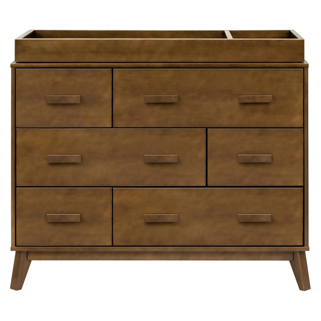 Front view of Babyletto Scoot 6-Drawer Dresser with changing tray in -- Color_Natural Walnut