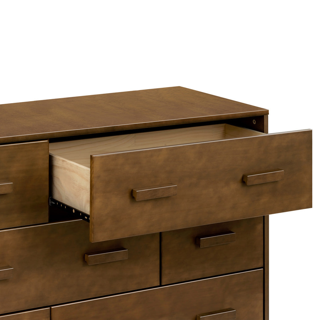 Babyletto Scoot 6-Drawer Dresser with right drawer open in -- Color_Natural Walnut