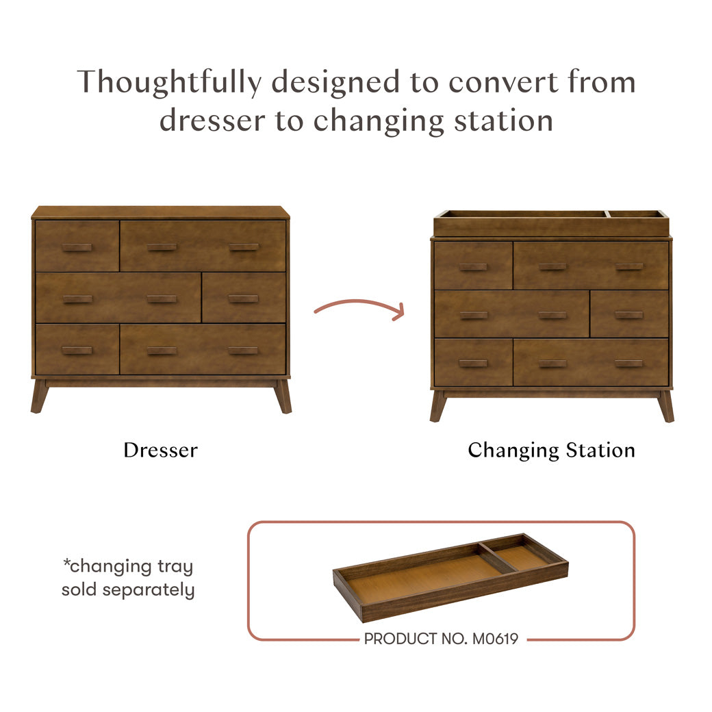 Conversion of Babyletto Scoot 6-Drawer Dresser in -- Color_Natural Walnut