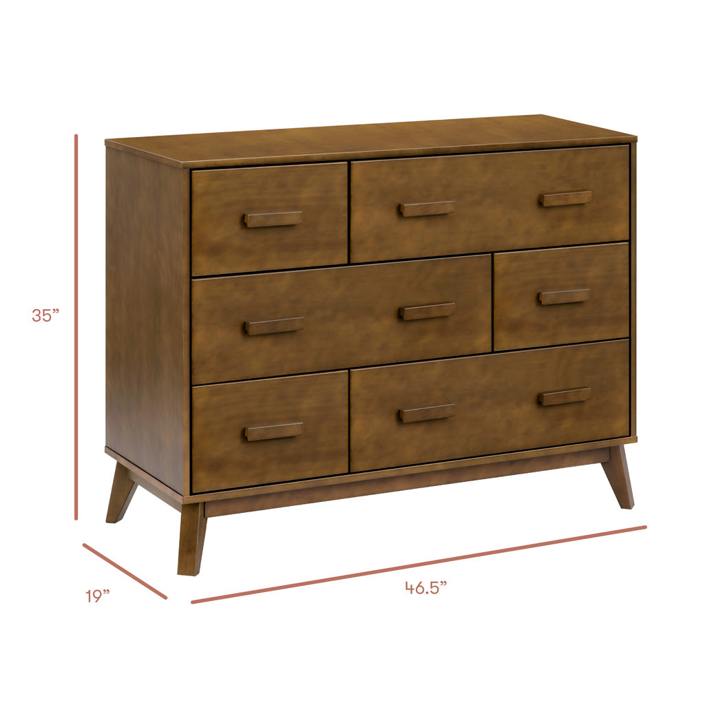Dimensions of Babyletto Scoot 6-Drawer Dresser in -- Color_Natural Walnut
