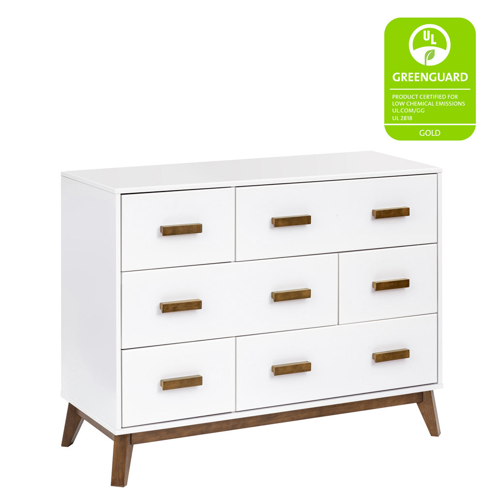 Babyletto Scoot 6-Drawer Dresser with GREENGUARD Gold tag in -- Color_White / Natural Walnut