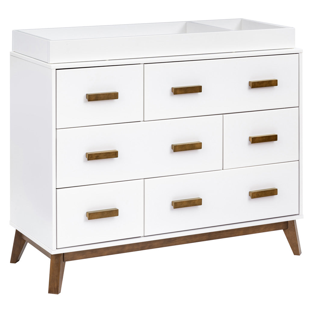 Babyletto Scoot 6-Drawer Dresser with changing tray in -- Color_White / Natural Walnut