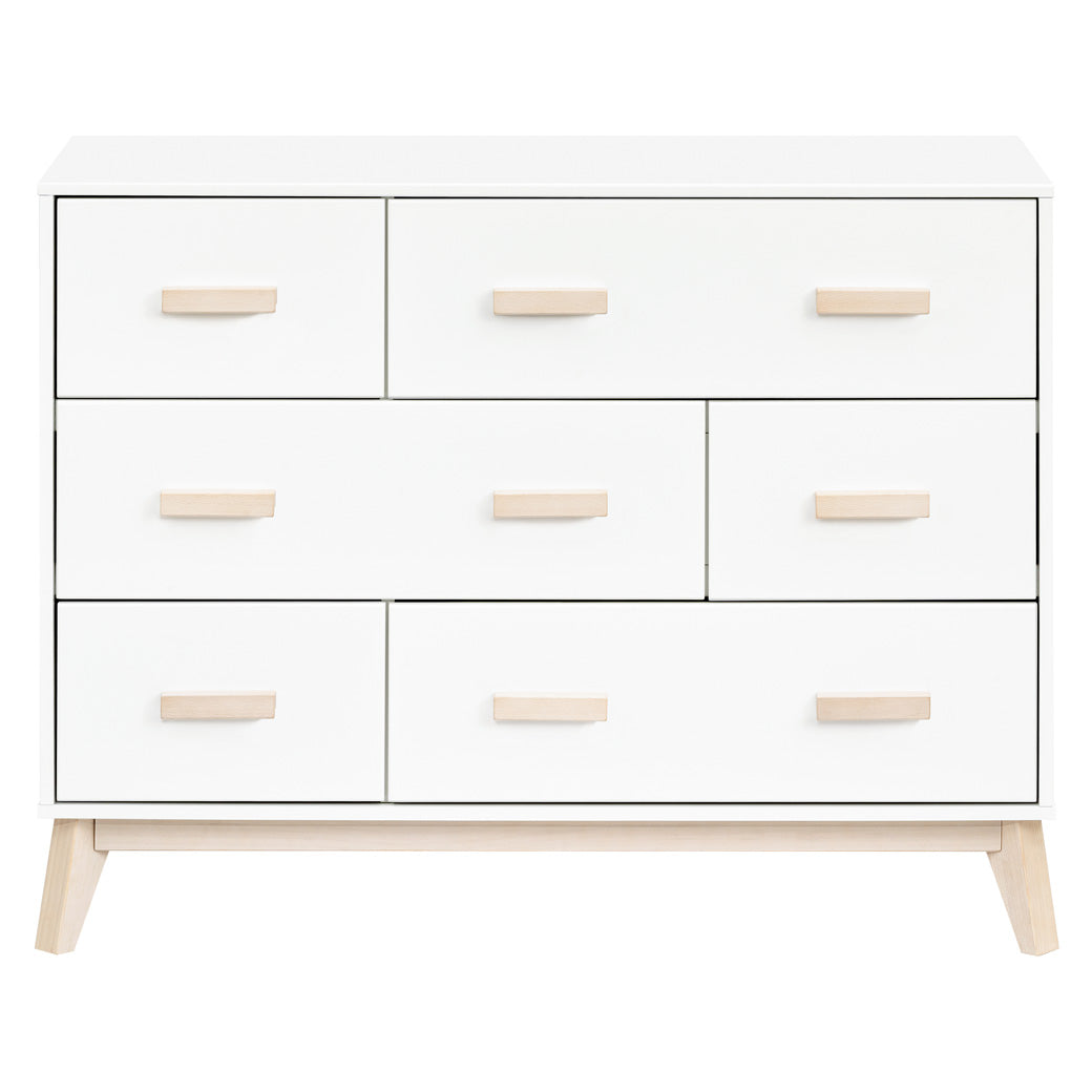 Front view of Babyletto Scoot 6-Drawer Dresser in -- Color_White / Washed Natural