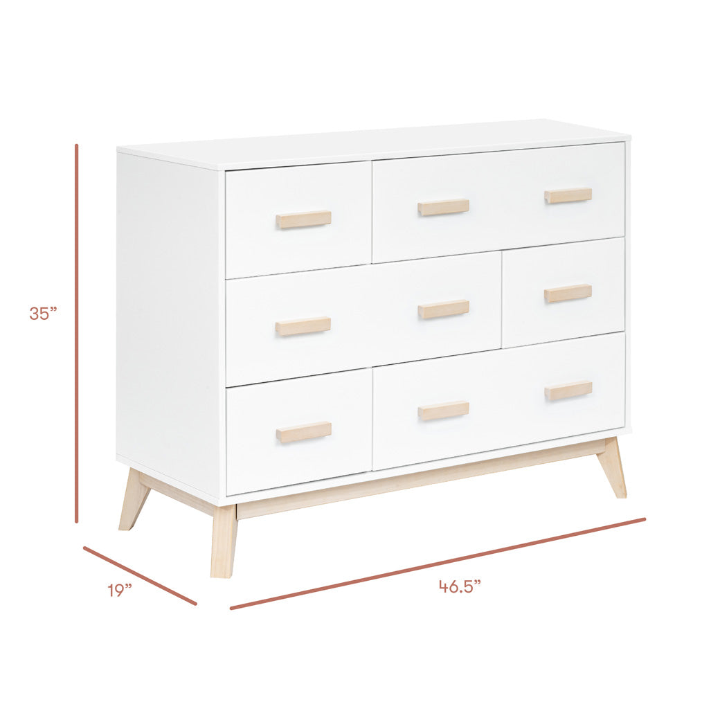 Dimensions of Babyletto Scoot 6-Drawer Dresser in -- Color_White / Washed Natural