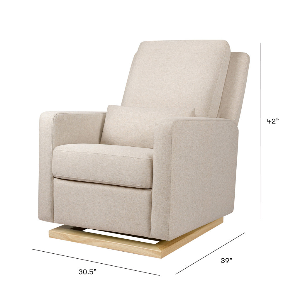Dimensions of Babyletto Sigi Glider Recliner in -- Color_Performance Beach Eco-Weave with Light Wood Base