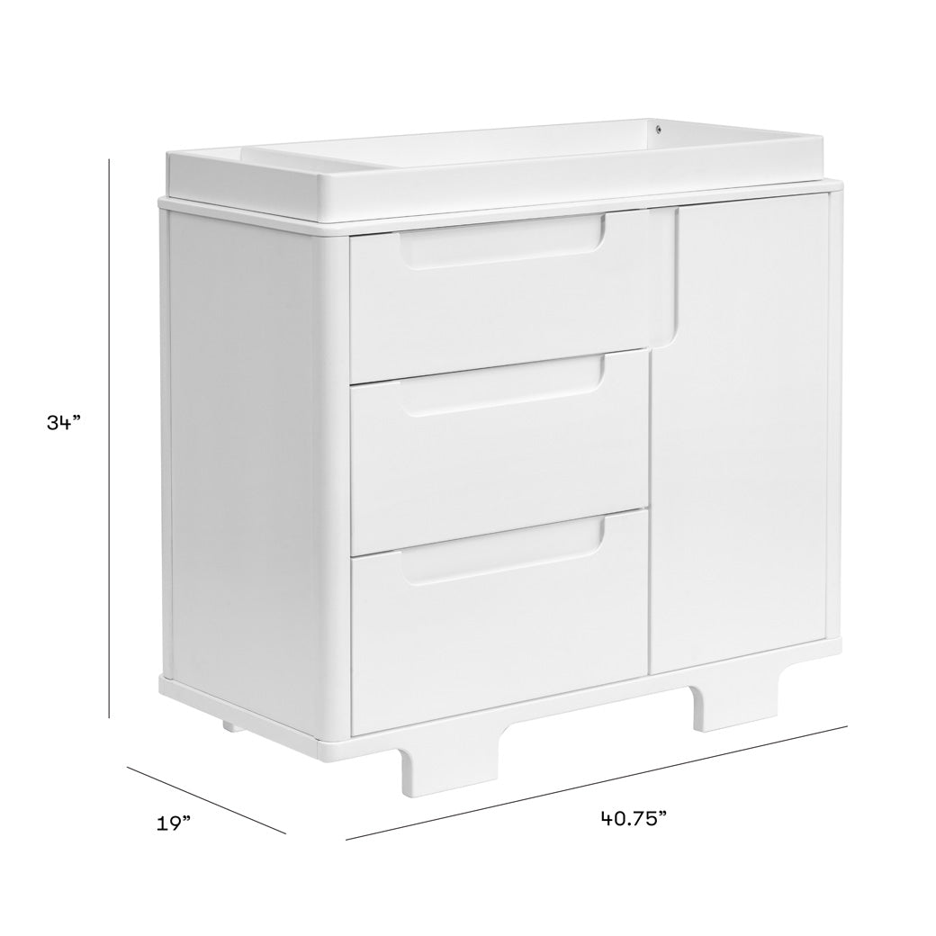 Dimensions of Babyletto Yuzu 3-Drawer Changer Dresser in -- Color_White