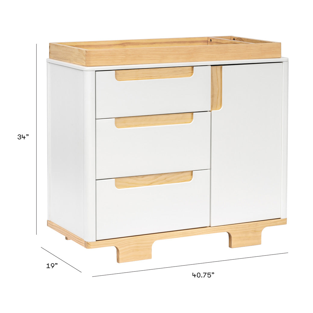 Dimensions of Babyletto Yuzu 3-Drawer Changer Dresser in -- Color_White / Natural