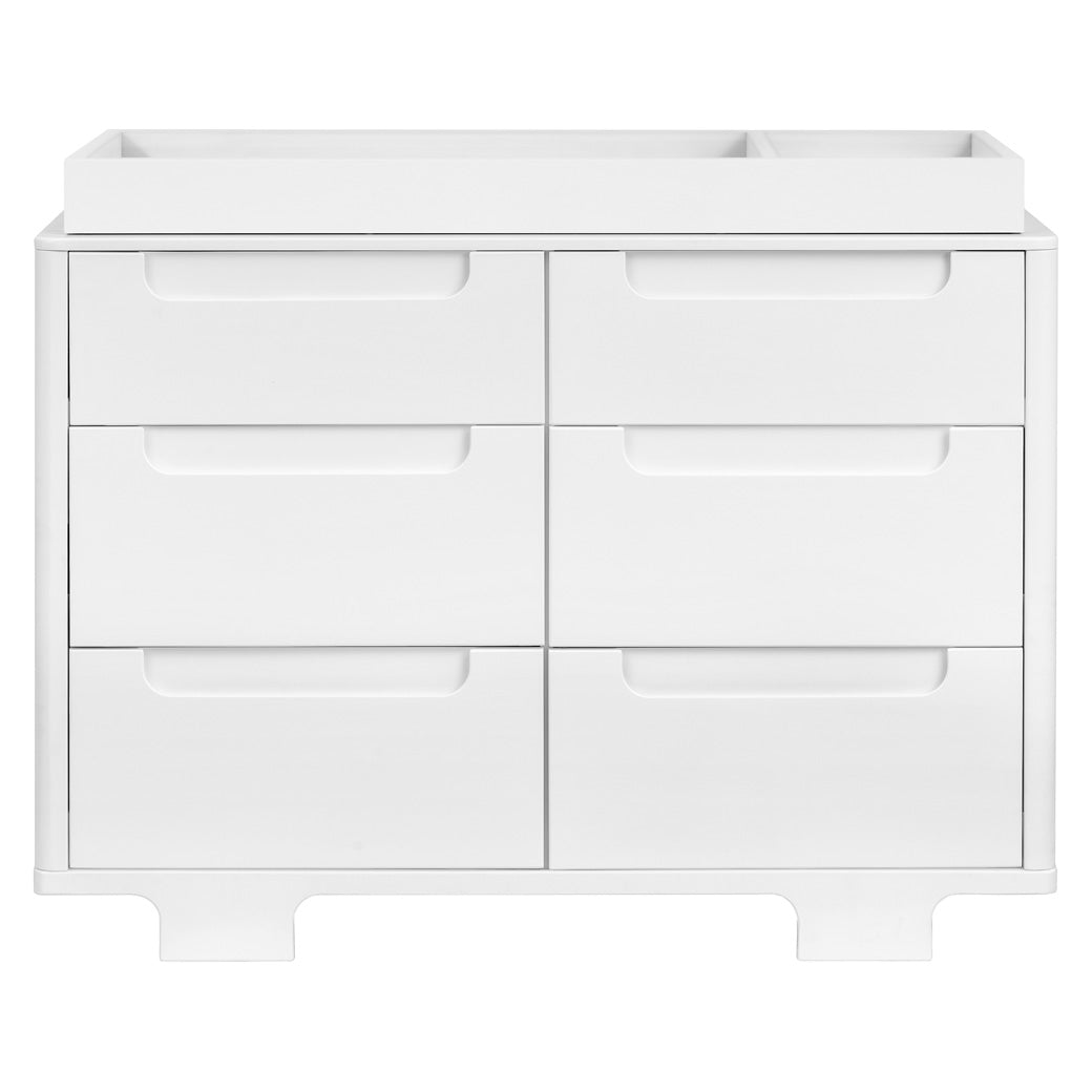 Front view of Babyletto Yuzu 6-Drawer Dresser with changing tray in -- Color_White