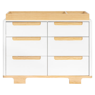 Front view of Babyletto Yuzu 6-Drawer Dresser with changing tray in -- Color_White / Natural