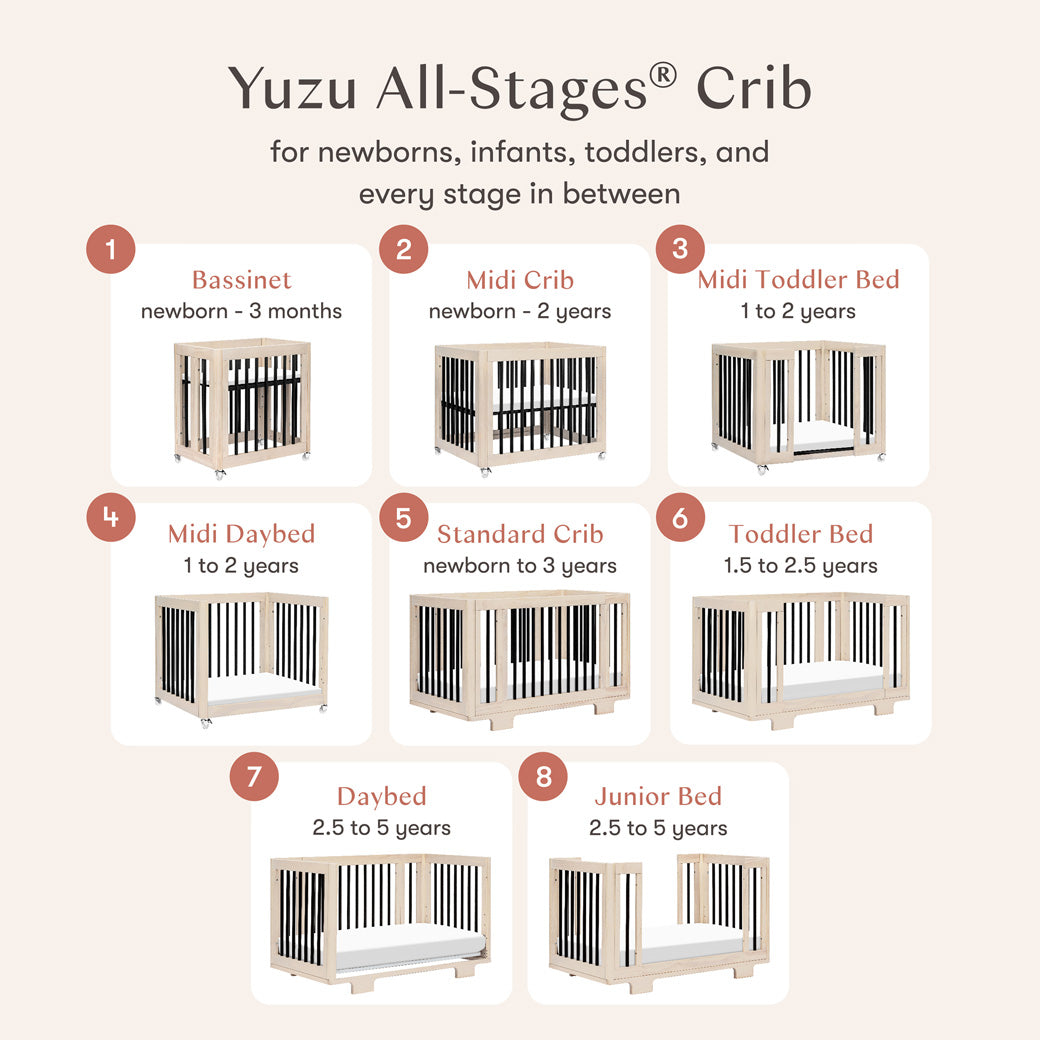 Yuzu 8-In-1 Convertible Crib With All Stages Conversion Kits