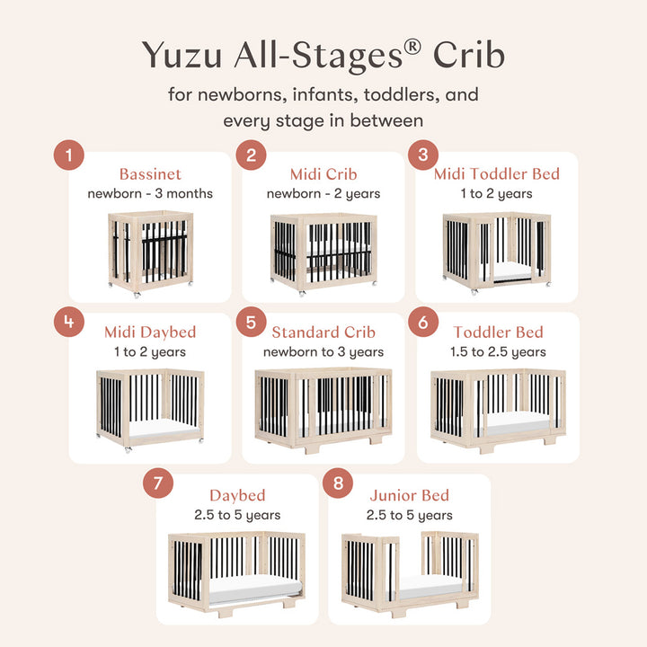 Yuzu 8-In-1 Convertible Crib With All Stages Conversion Kits