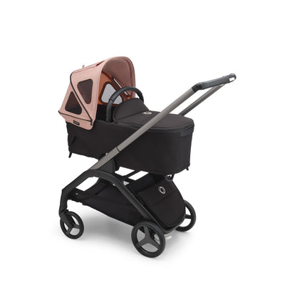 Bugaboo Dragonfly Breezy Sun Canopy on a bassinet in -- Color_Morning Pink