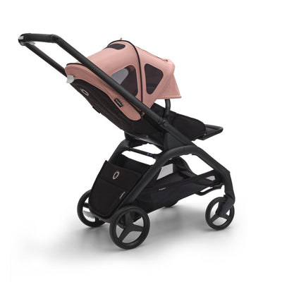 Bugaboo Dragonfly Breezy Sun Canopy on a stroller with the third layer spread out  in -- Color_Morning Pink