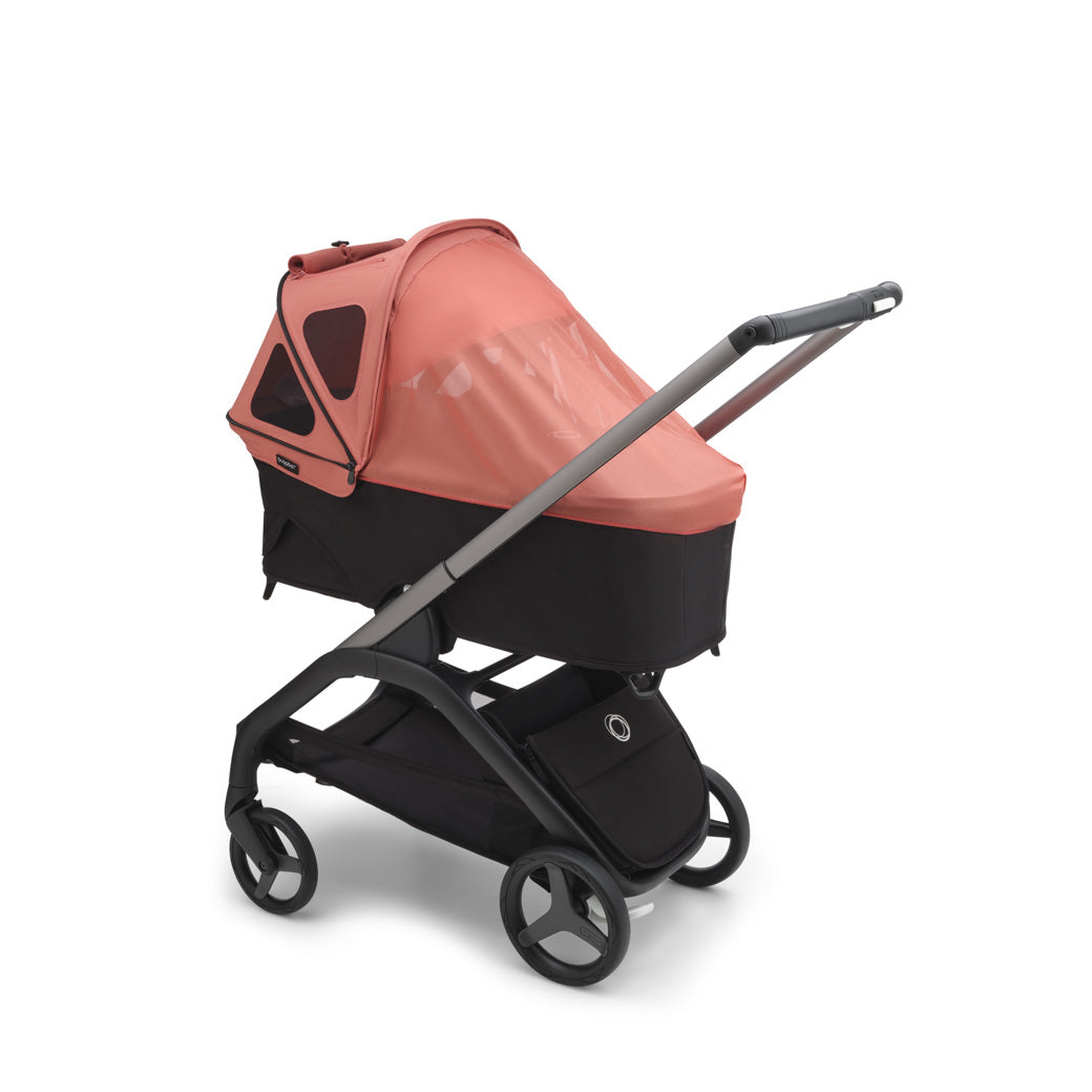 Bugaboo Dragonfly Breezy Sun Canopy with the mosquito net in -- Color_Sunrise Red