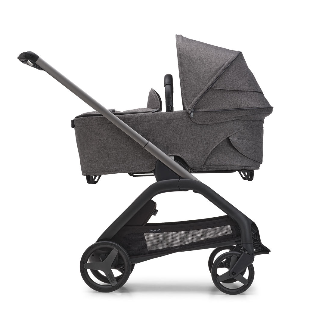 Side view of Bugaboo Dragonfly Stroller With Bassinet in -- Color_Grey Melange