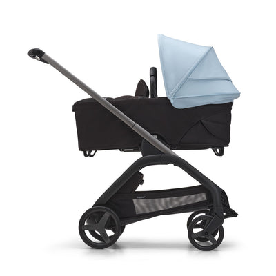 Side view of Bugaboo Dragonfly Stroller With Bassinet in -- Color_Skyline Blue