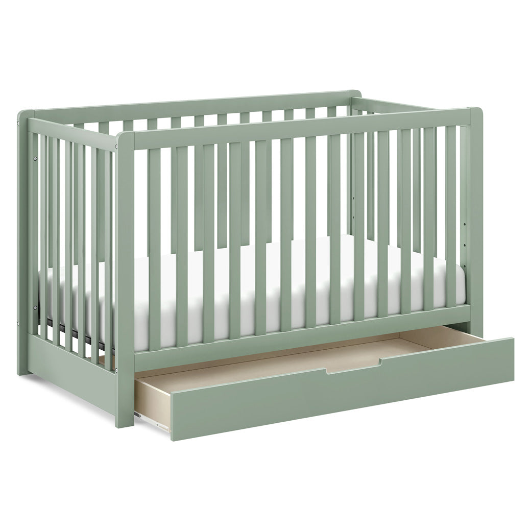 Carter's by DaVinci Colby 4-in-1 Convertible Crib with Trundle Drawer with trundle drawer open  in -- Color_Light Sage