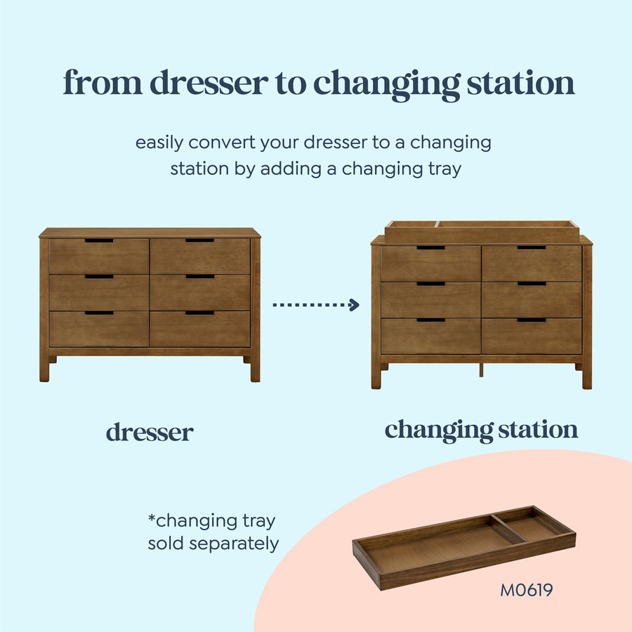 dawson grey wash 6-drawer dresser Dawson 60" Light Brown Wood 6-Drawer Dresser