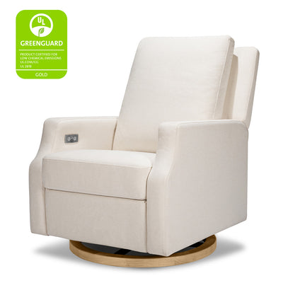 Namesake's Crewe Electronic Recliner & Swivel Glider with GREENGUARD tag  in -- Color_Performance Cream Eco-Weave with Light Wood Base