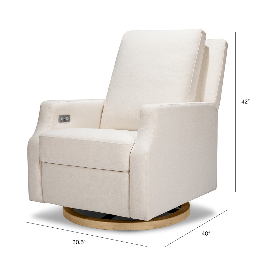 Dimensions of Namesake's Crewe Electronic Recliner & Swivel Glider in -- Color_Performance Cream Eco-Weave with Light Wood Base