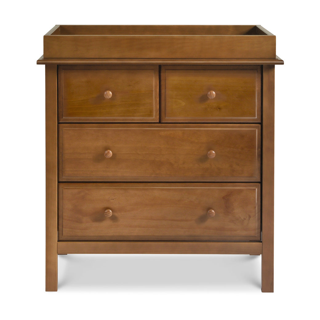 Front view of DaVinci Autumn 4-Drawer Dresser with changing tray in -- Color_Chestnut