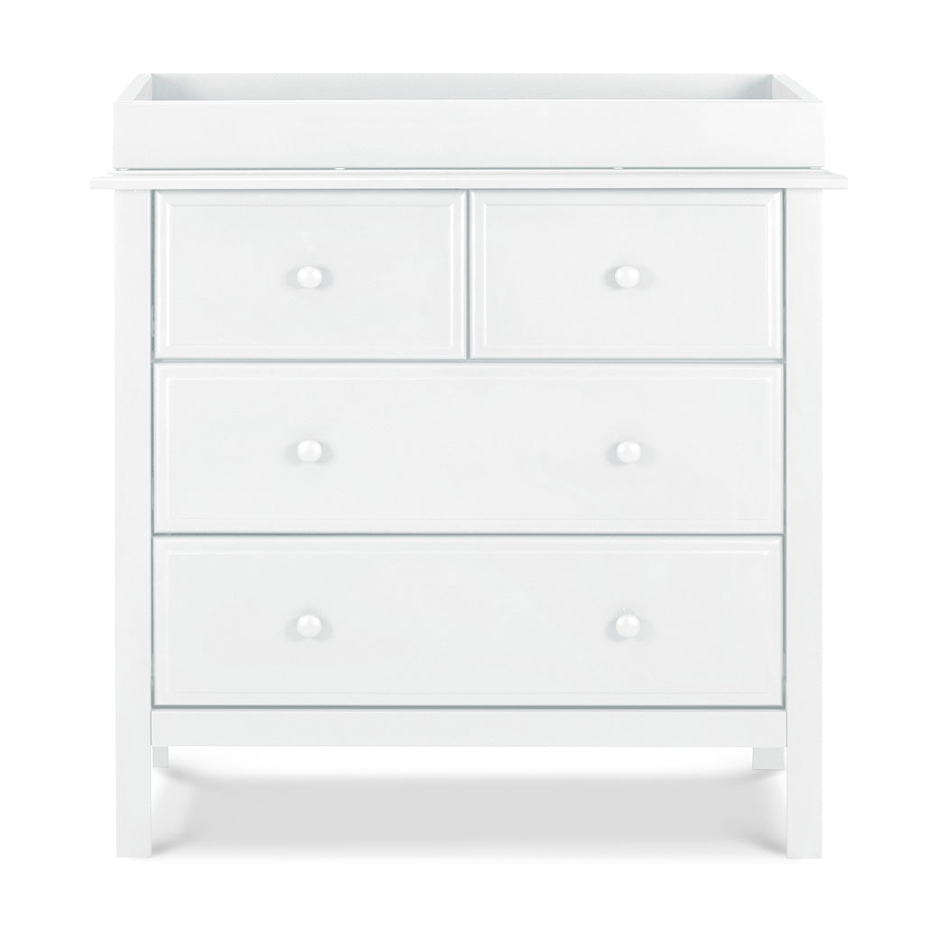 Front view of DaVinci Autumn 4-Drawer Dresser  with changing tray in -- Color_White