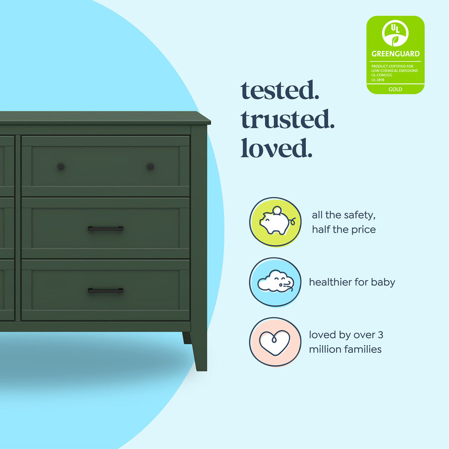 sachin and babi light blue dress Baby Relax Miles 3-Drawer Dresser | Campaign Style, Graphite Blue main image 1