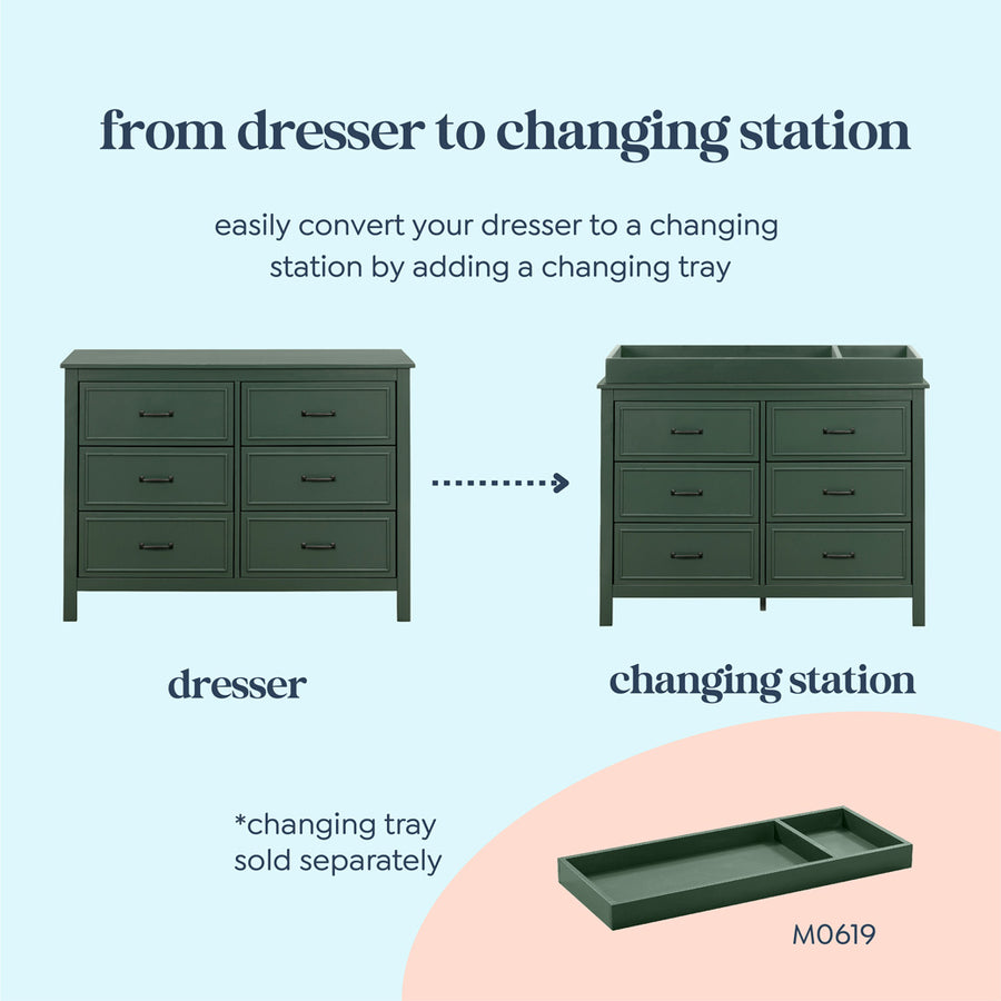 green emerald velvet dress DaVinci Charlie 6-Drawer Double Dresser