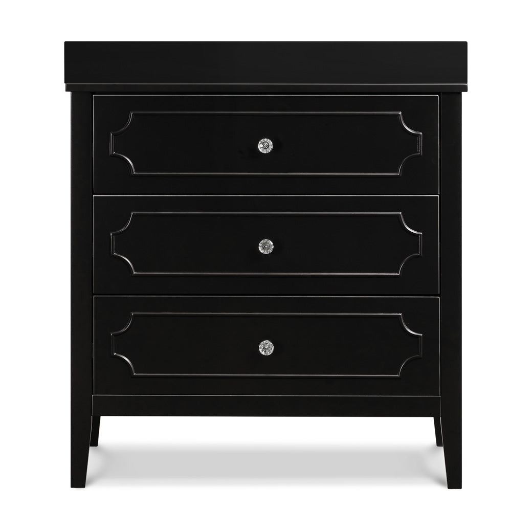 Front view of DaVinci Chloe Regency 3-Drawer Dresser with changing tray  in -- Color_Ebony