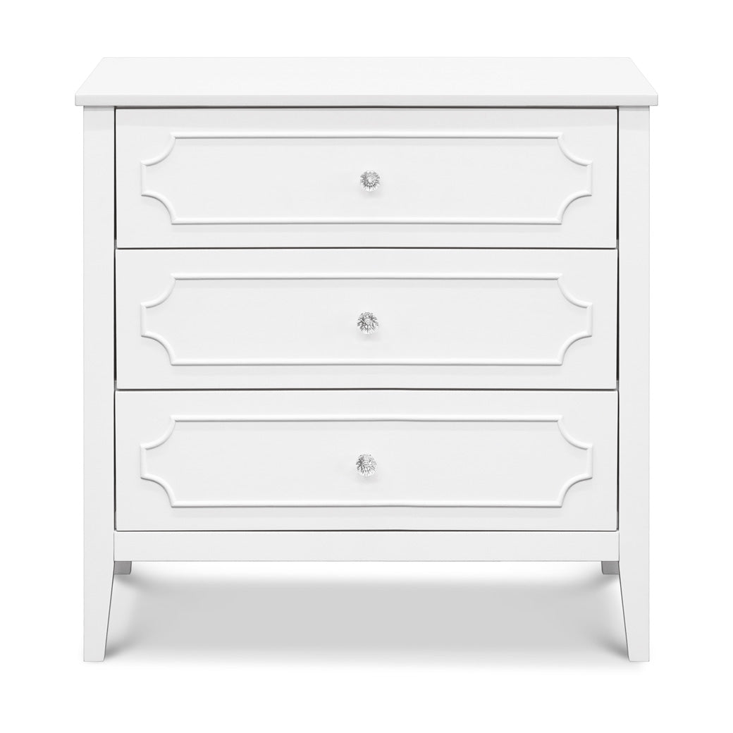 Front view of DaVinci Chloe Regency 3-Drawer Dresser in -- Color_White