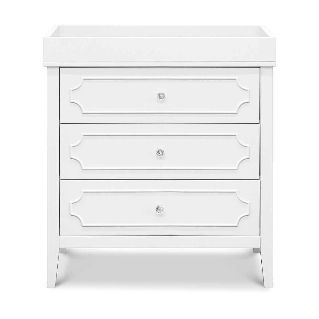 Front view of DaVinci Chloe Regency 3-Drawer Dresser with changing tray  in -- Color_White