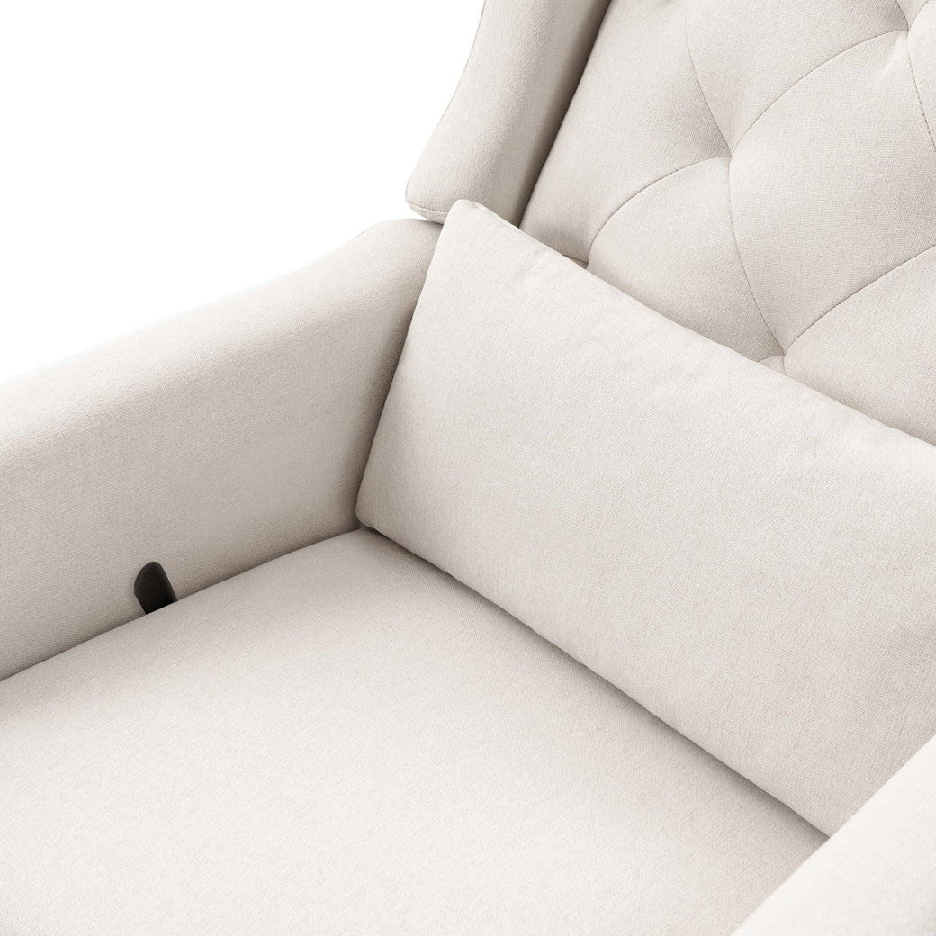 Close up of DaVinci Everly Recliner and Swivel Glider seat in -- Color_Performance Cream Eco-Weave