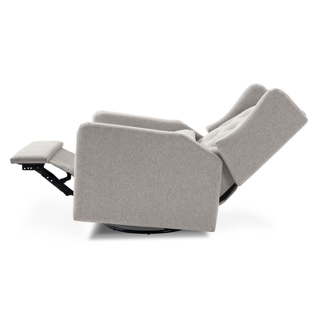 Side view of reclined DaVinci Everly Recliner and Swivel Glider in -- Color_Performance Grey Eco-Weave