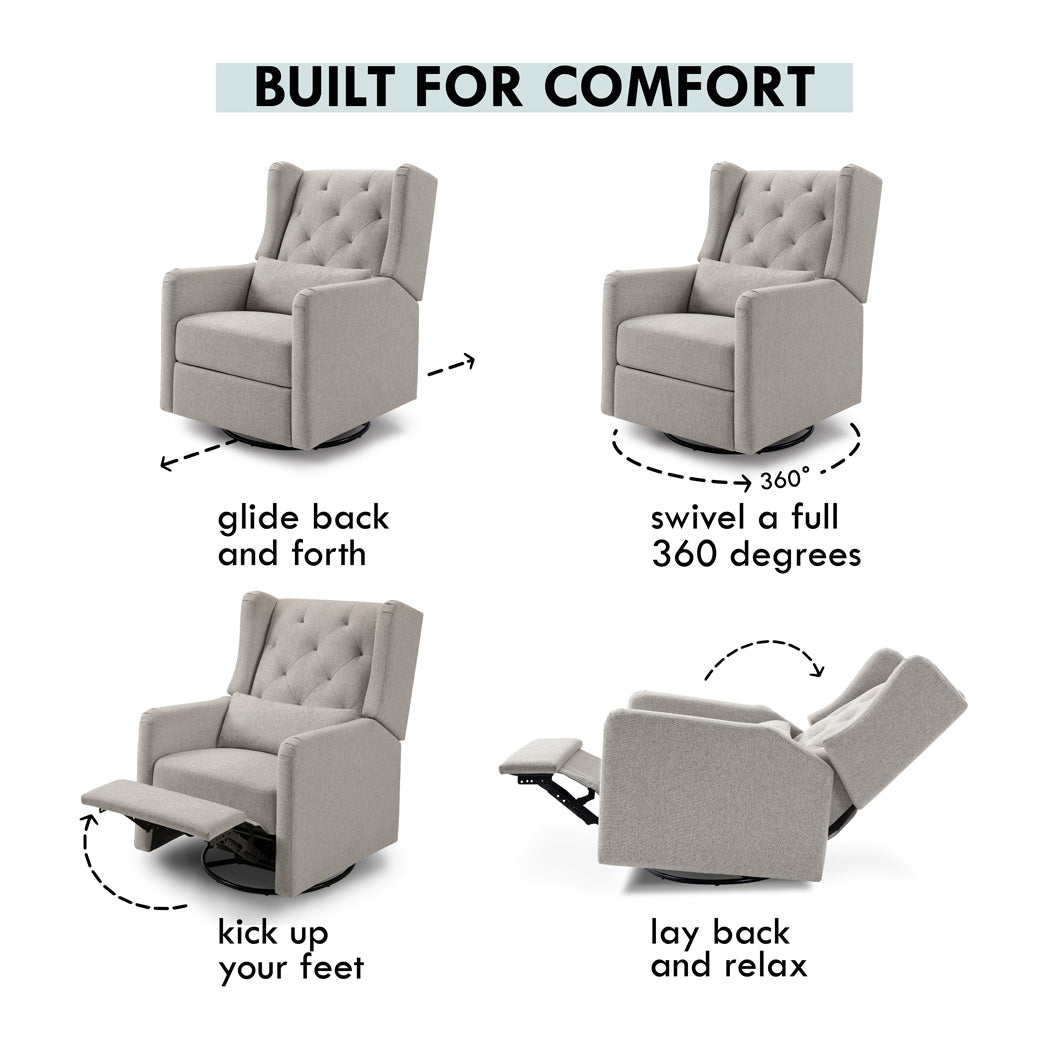 Features of DaVinci Everly Recliner and Swivel Glider in -- Color_Performance Grey Eco-Weave