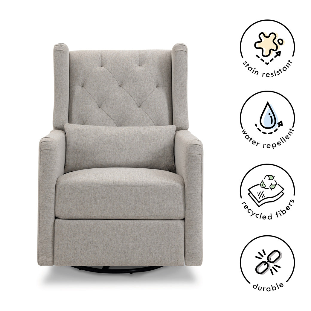 Material features of DaVinci Everly Recliner and Swivel Glider in -- Color_Performance Grey Eco-Weave