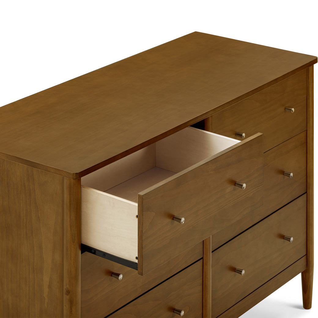 Closeup of DaVinci Frem 6-Drawer Dresser with open drawer in -- Color_Walnut