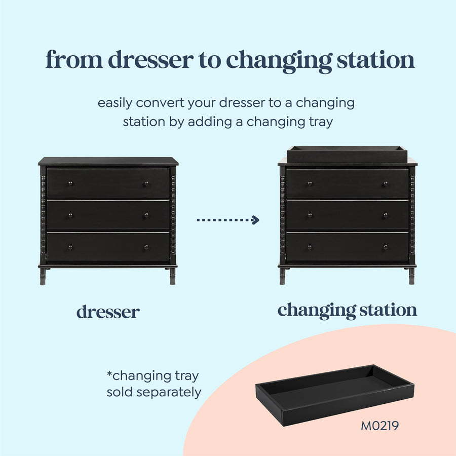 DaVinci Jenny Lind Spindle 3-Drawer Dresser, Ebony Black DaVinci Jenny Lind Spindle 3-Drawer Dresser, Ebony Black