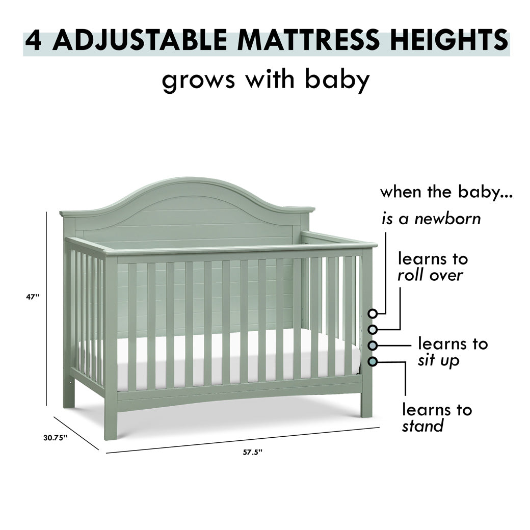 Mattress adjustability features of the Carter's by DaVinci Nolan 4-in-1 Convertible Crib in -- Color_Light Sage