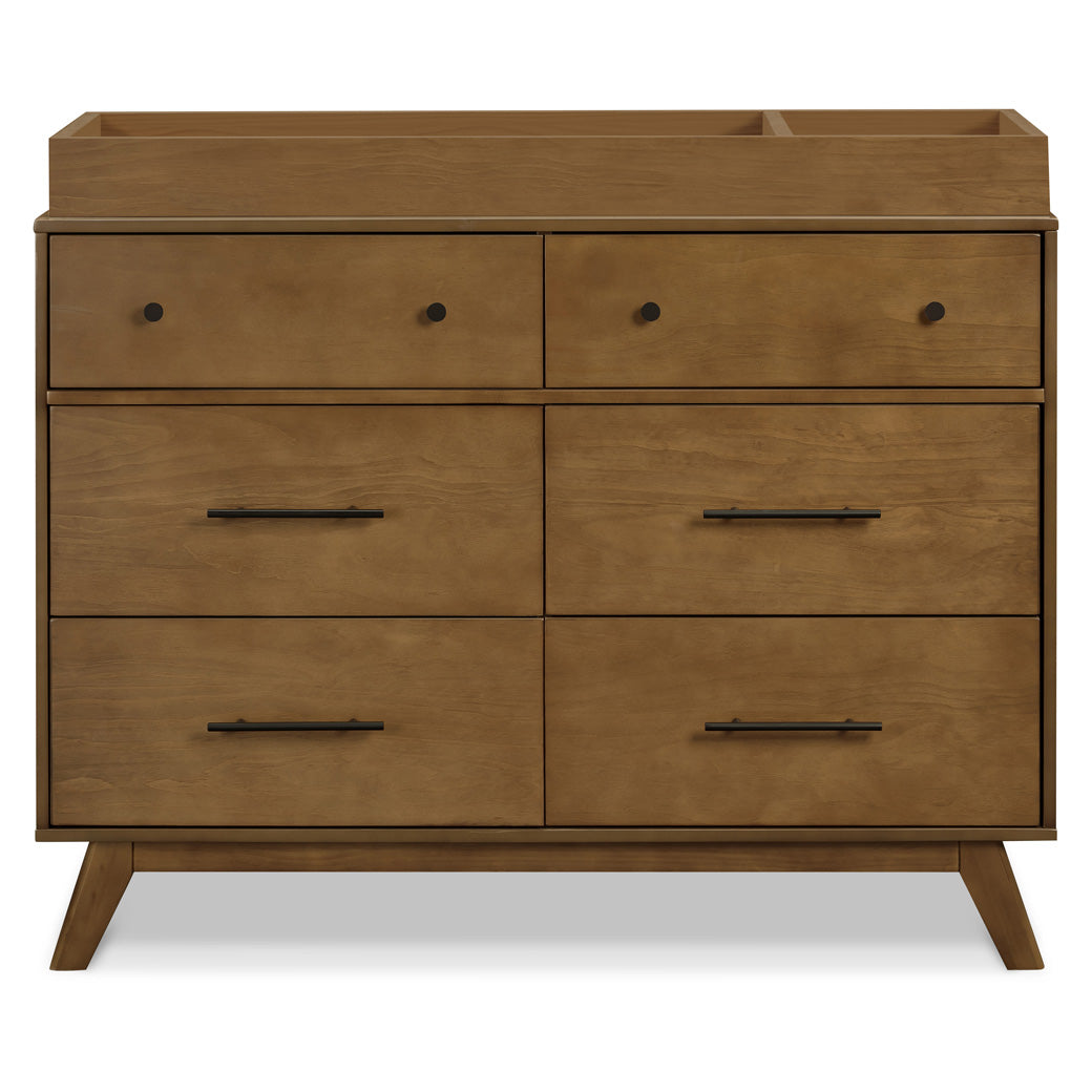 Front view of DaVinci Otto 6-Drawer Dresser  with changing tray in -- Color_Walnut