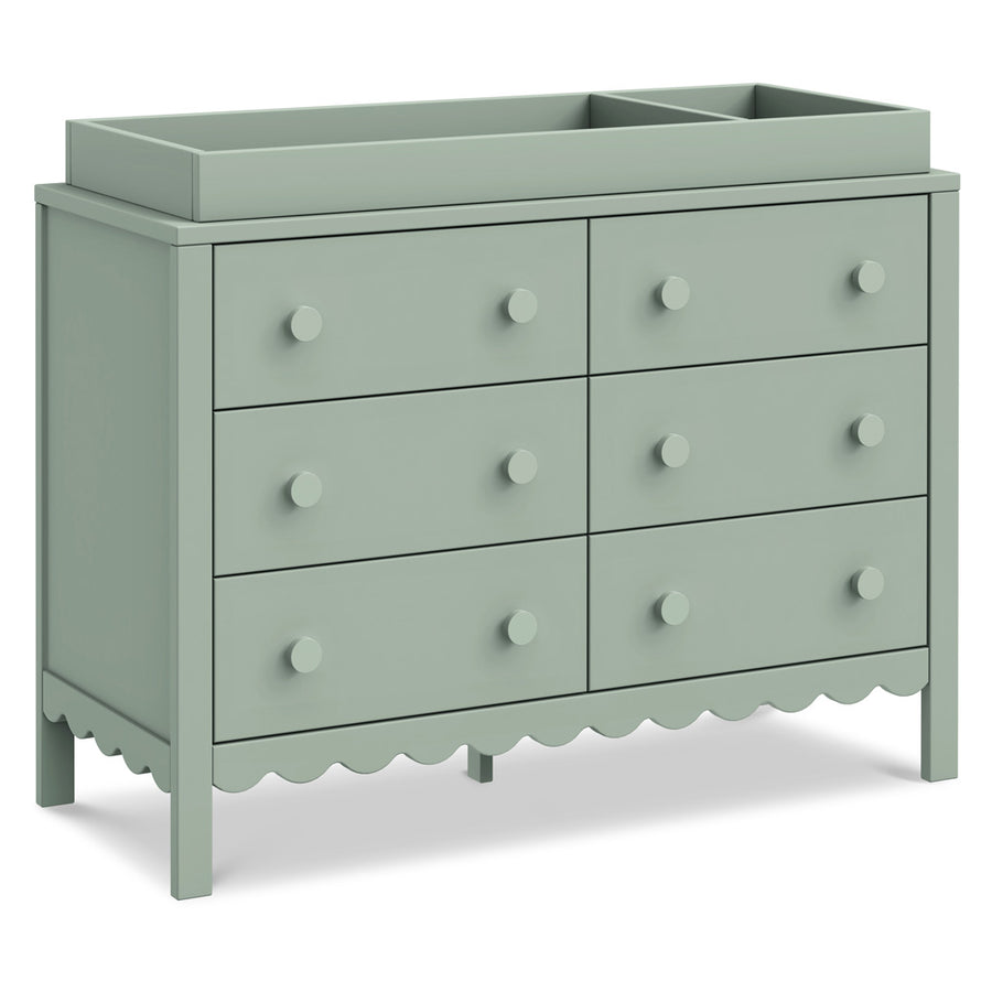 green scalloped dresser Henley Scalloped Edge 6 Drawer Wide Dresser, Sage Green