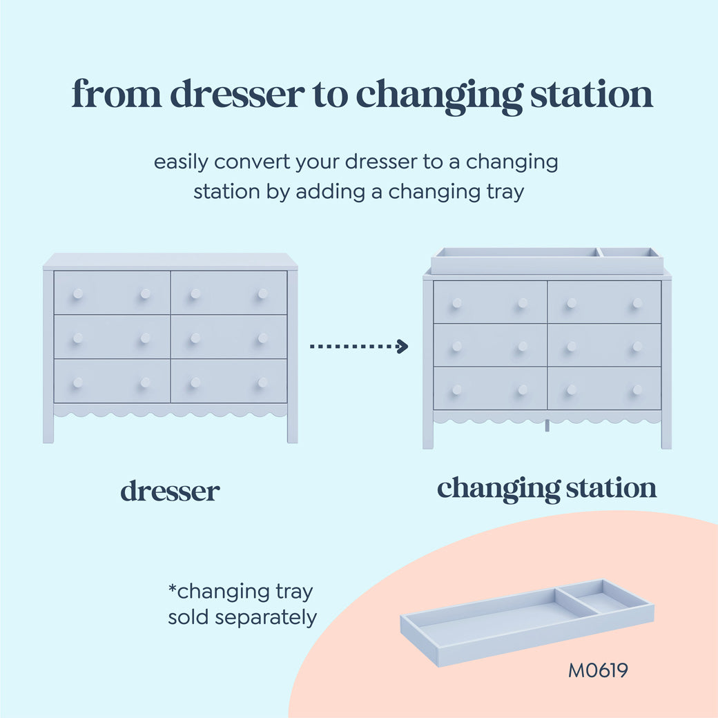 Sammy Scallop 6-Drawer Dresser
