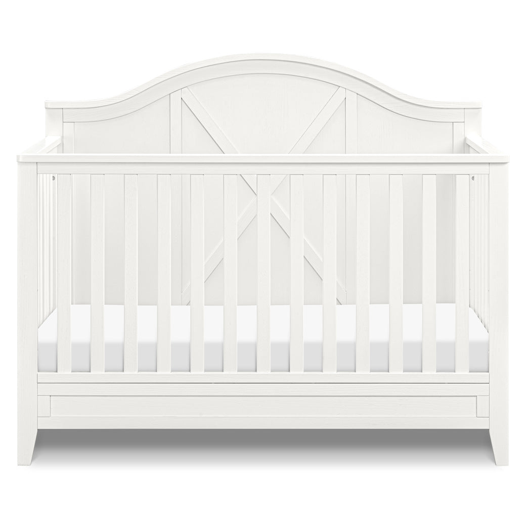 Front view of DaVinci Sawyer Farmhouse 4-in-1 Convertible Crib in -- Color_Heirloom White