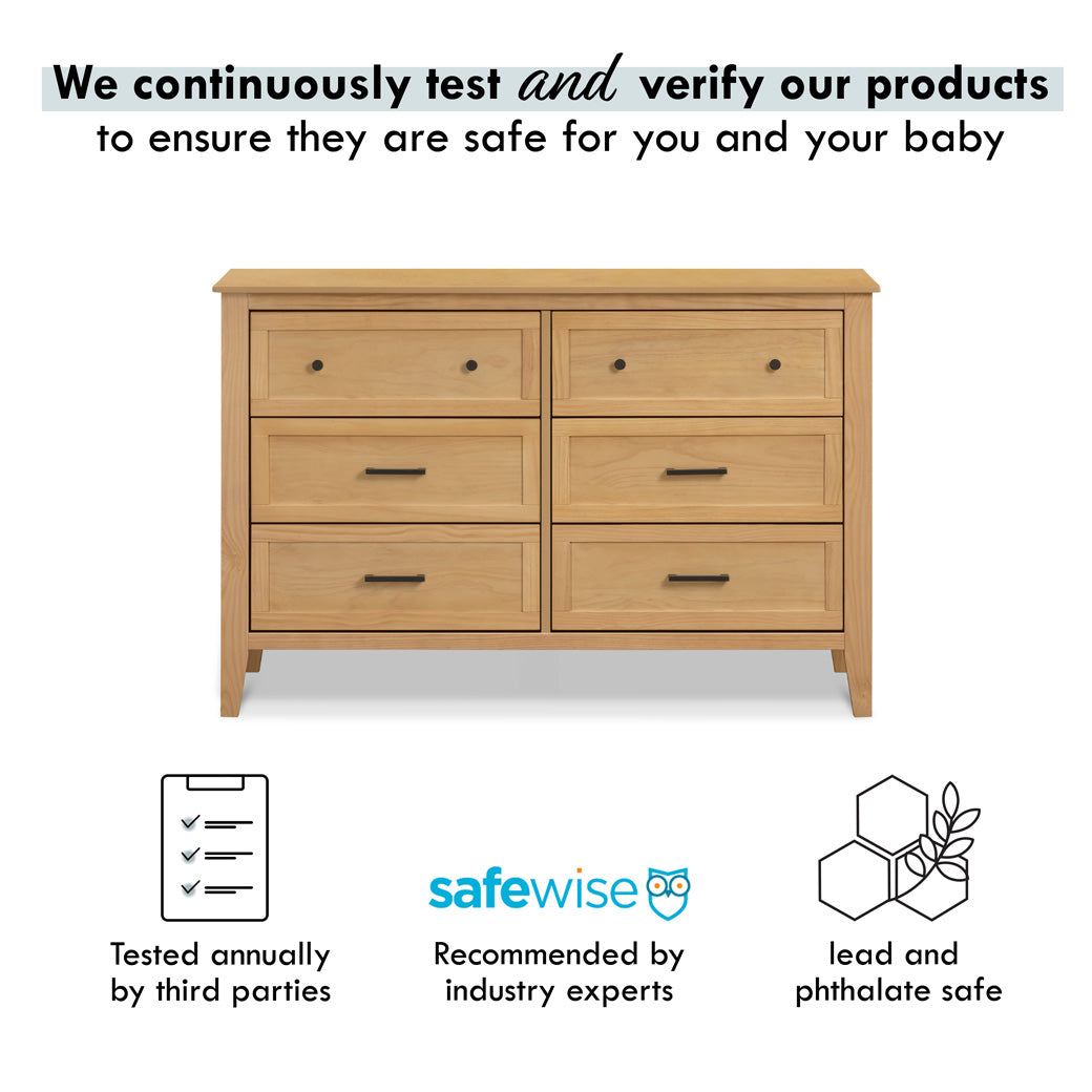 Certifications of DaVinci Sawyer Farmhouse 6-Drawer Dresser in -- Color_Honey