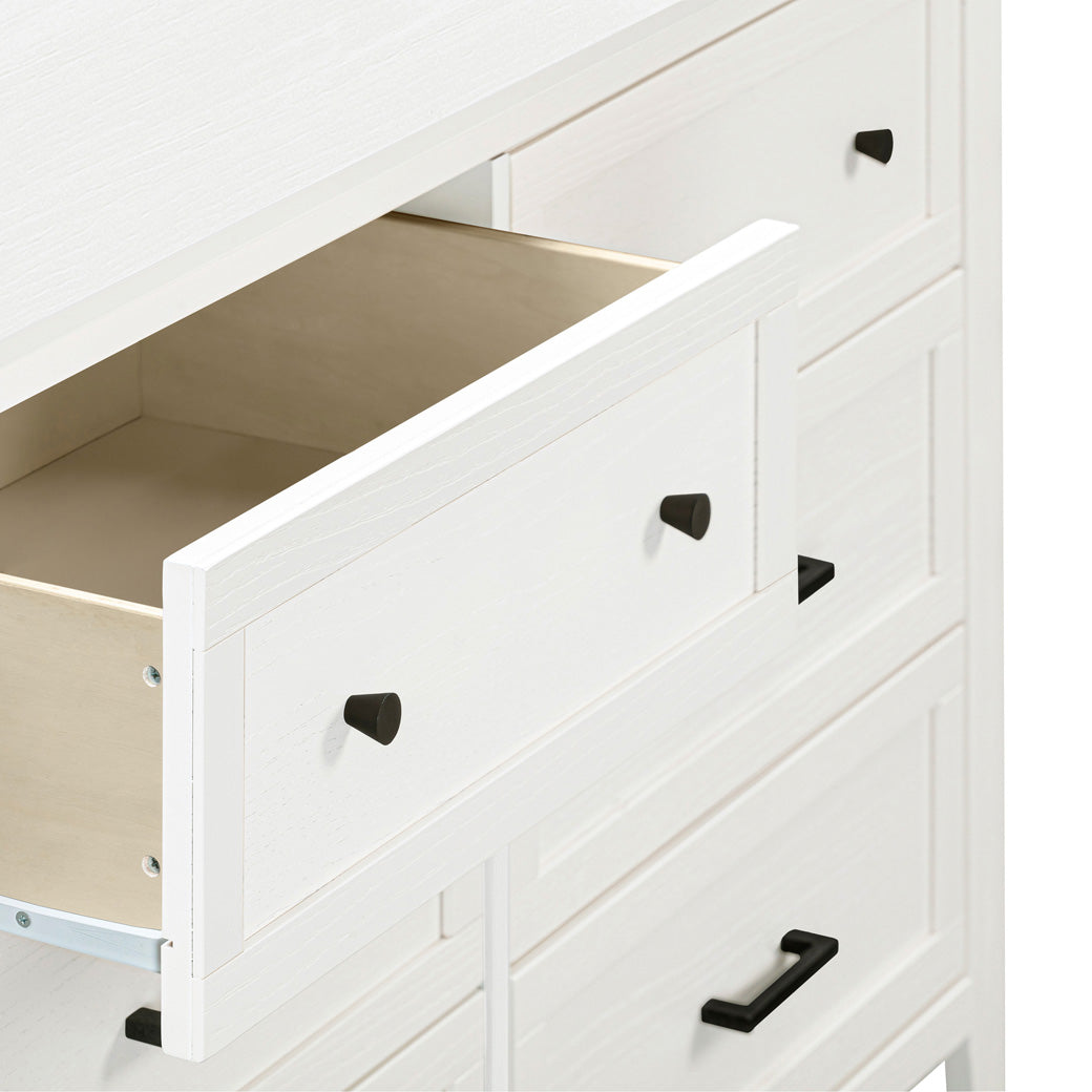 DaVinci Sawyer Farmhouse 6-Drawer Dresser with open drawer in -- Color_Heirloom White