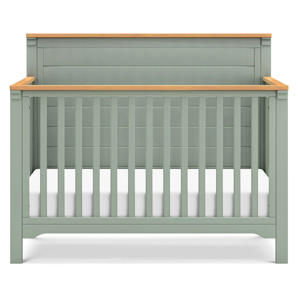 Front view of DaVinci Shea 4-in-1 Convertible Crib in -- Color_Light Sage/Honey