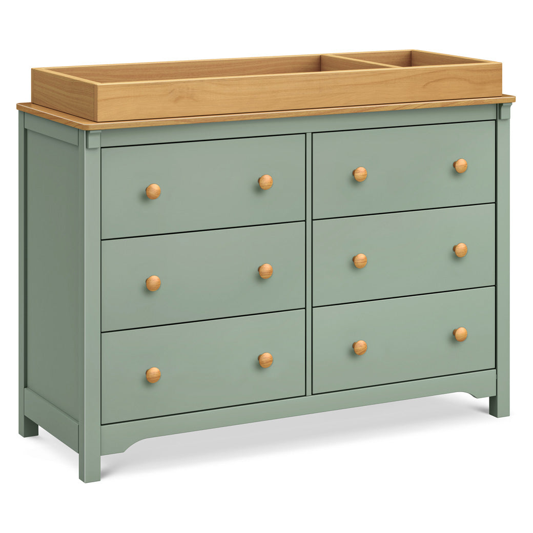 light green dresser DaVinci Shea 6-Drawer Dresser, Light Sage/Honey