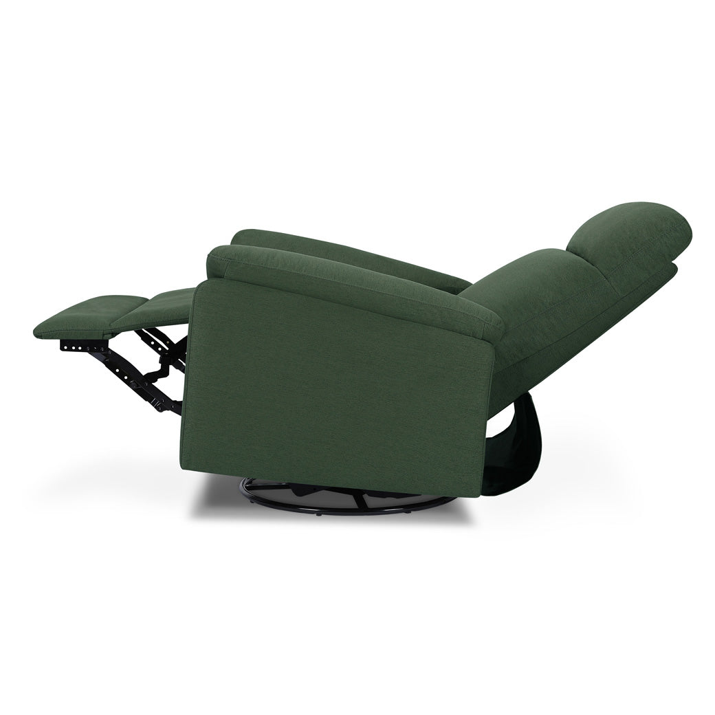 Side view of reclined DaVinci Suzy Recliner and Swivel Glider in -- Color_Pine Green