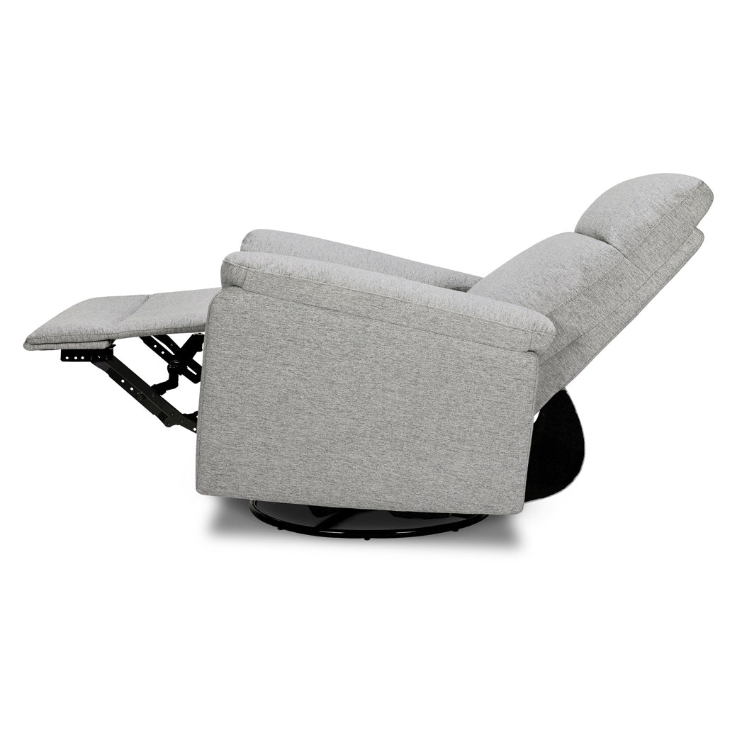 Side view of reclined DaVinci Suzy Recliner and Swivel Glider in -- Color_Frost Grey