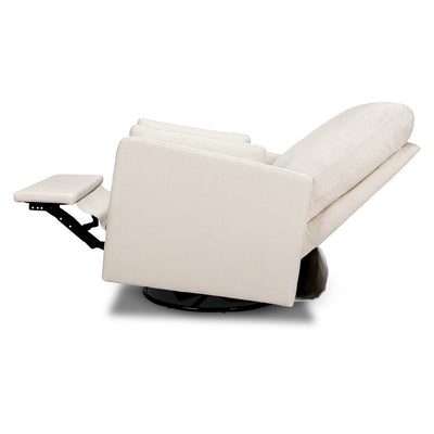 Side view of Carter's by DaVinci Ethan Recliner and Swivel Glider fully reclined in -- Color_Performance Cream Linen